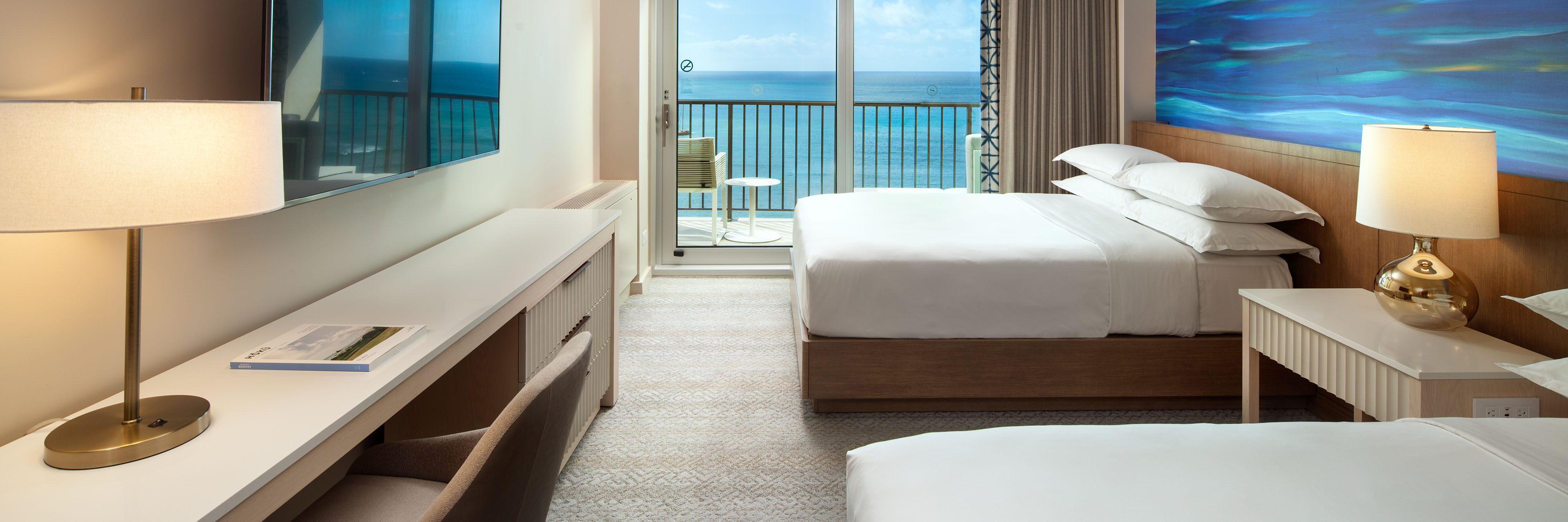 Two beds with ocean view
